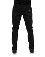 Dolce & Gabbana Black Cotton Logo Plaque Denim Jeans