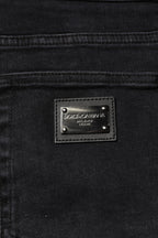 Dolce & Gabbana Black Cotton Logo Plaque Denim Jeans
