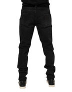 Dolce & Gabbana Black Cotton Logo Plaque Skinny Denim Jeans