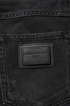 Dolce & Gabbana Black Cotton Logo Plaque Skinny Denim Jeans