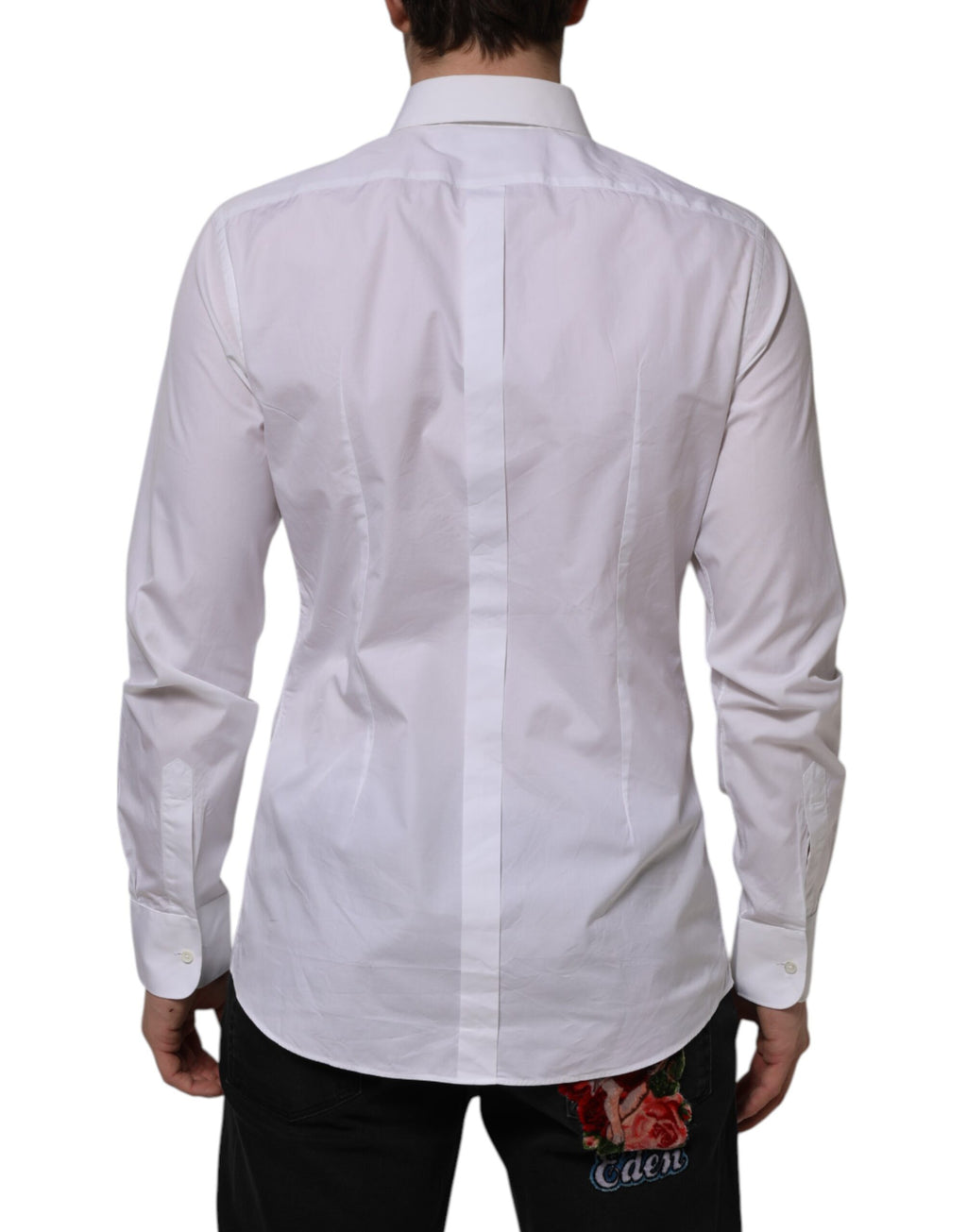 Dolce & Gabbana White Bib Cotton Popline GOLD Men Formal Shirt