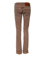 Acht Brown Cotton Slim Fit Denim Low Waist Jeans