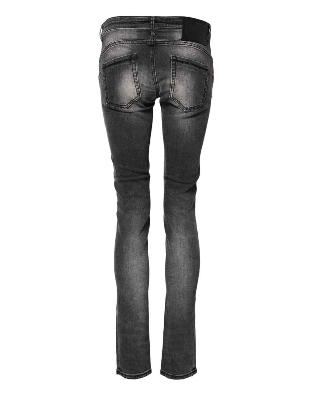 Acht Dark Gray Cotton Slim Fit Denim Low Waist Denim Jeans