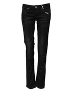 Acht Black Cotton Slim Fit Denim Low Waist Denim Jeans
