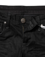 Acht Black Cotton Slim Fit Denim Low Waist Denim Jeans