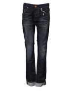 Acht Blue Washed Cotton Mid Waist Flared Denim Jeans
