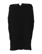 GF Ferre Black Polyester Pencil Cut Knee Length Skirt