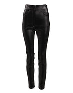 Dolce & Gabbana Black Cotton Stretch Silver Lurex Thread Pants