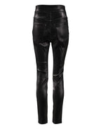 Dolce & Gabbana Black Cotton Stretch Silver Lurex Thread Pants