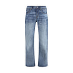 7FOR Blue Cotton Straight-Leg Jeans