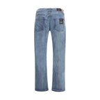 7FOR Blue Cotton Straight-Leg Jeans