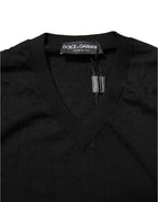 Dolce & Gabbana Black Cashmere Crewneck Men Pullover Sweater
