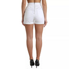 Dolce & Gabbana White Front Lace High Waist Hot Pants Shorts