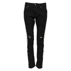 Dolce & Gabbana Black Tattered White Lining Skinny Denim Jeans