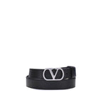 Valentino Garavani Black Calf Leather Bos Taurus Regular Belt