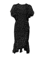 Dolce & Gabbana Black White Lace Polka Dot Chiffon Dress