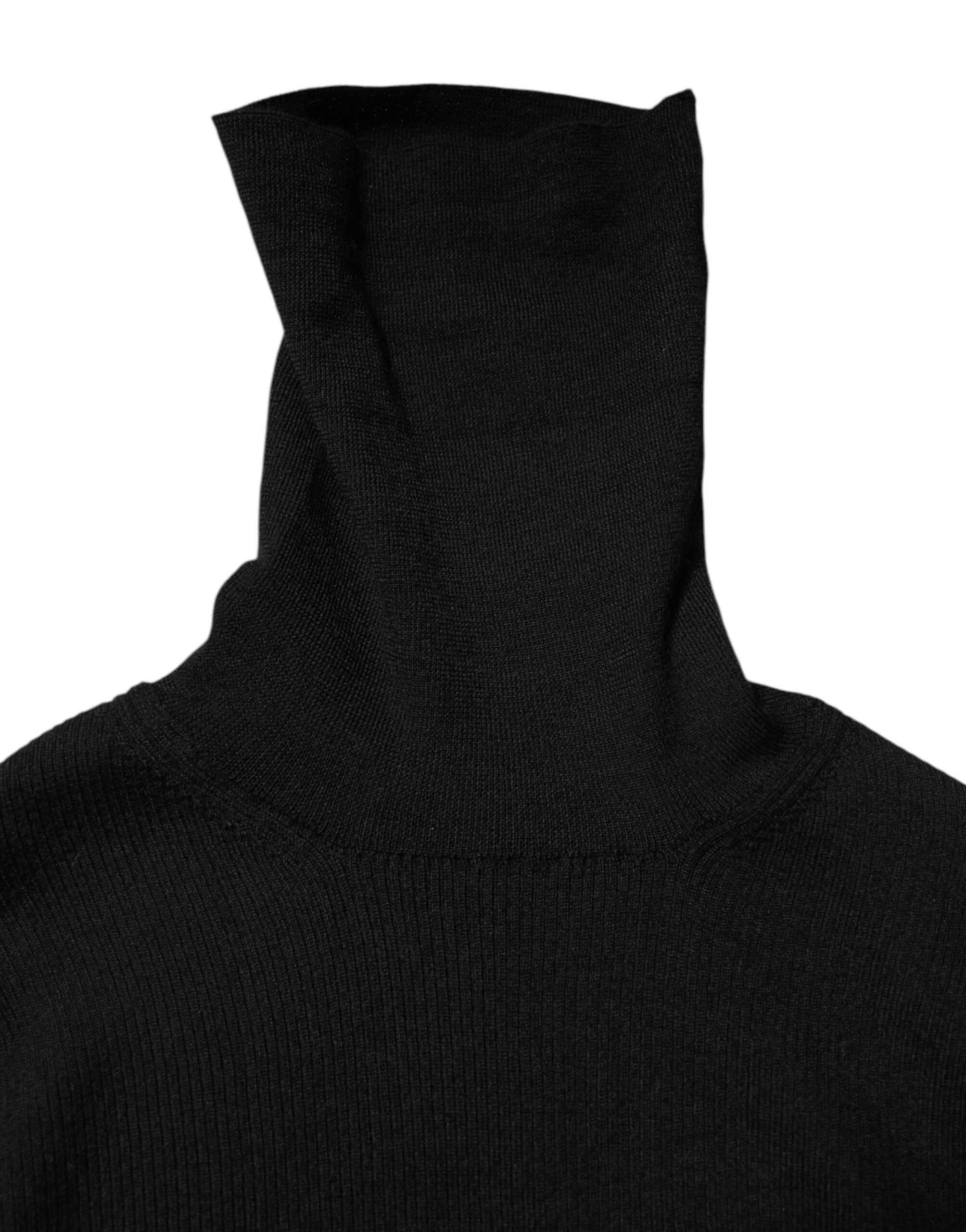 Dolce & Gabbana Black Long Sleeves Turtle Neck Mini Dress