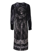 Roberto Cavalli Black Floral Viscose Sheath Midi Dress