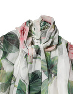 Dolce & Gabbana White Floral Roses Silk Maxi Long Gown Dress