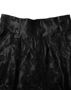 Dolce & Gabbana Black Floral Embroidery Silk High Waist Shorts