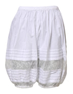 Dolce & Gabbana White Lace Paneled Cotton High Waisted Shorts