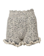 Dolce & Gabbana Metallic Bouclé Knit Cashmere Ruffled Shorts