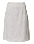 Dolce & Gabbana White Floral Brocade A-line High Waist Skirt