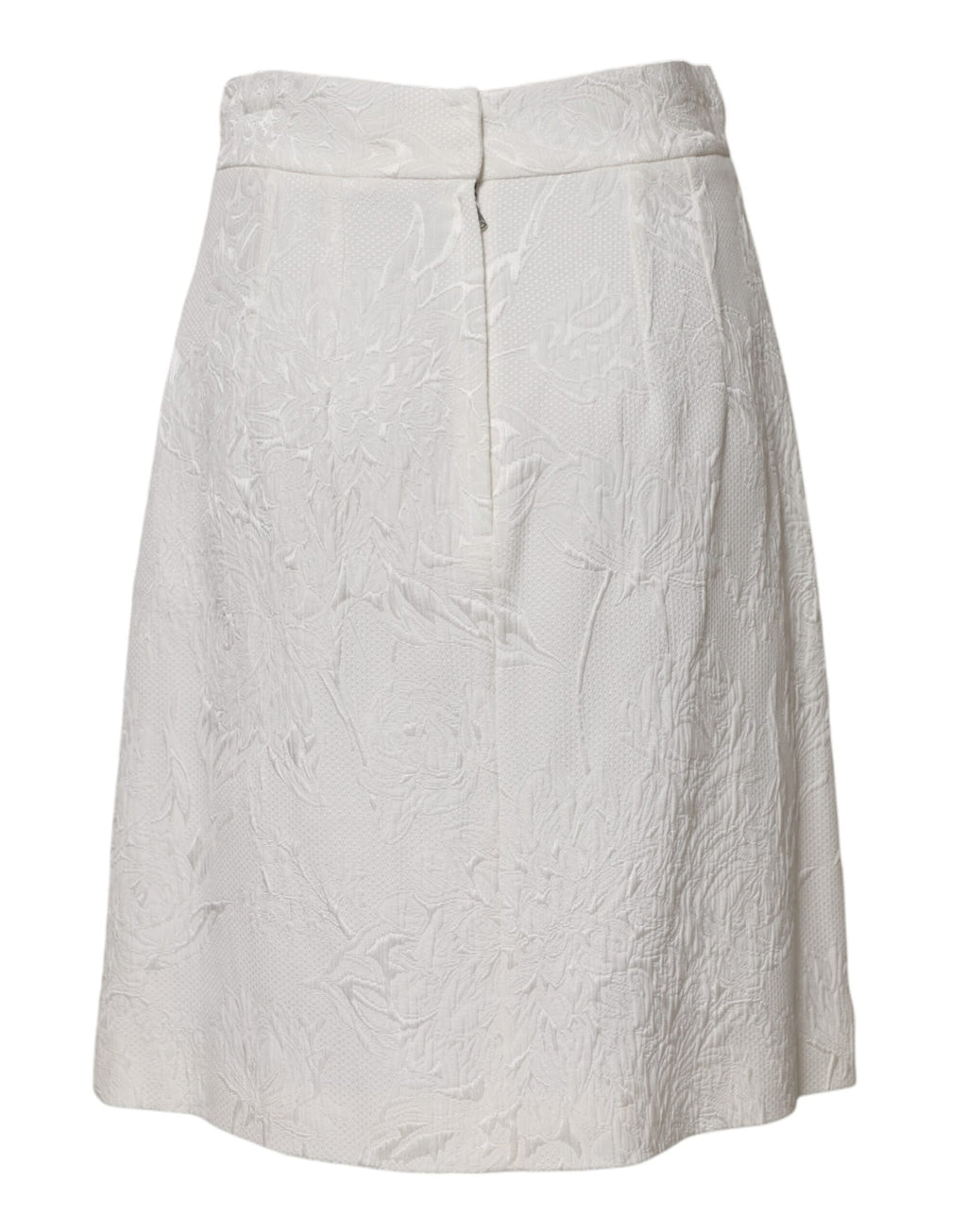 Dolce & Gabbana White Floral Brocade A-line High Waist Skirt