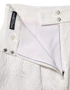 Dolce & Gabbana White Floral Brocade A-line High Waist Skirt