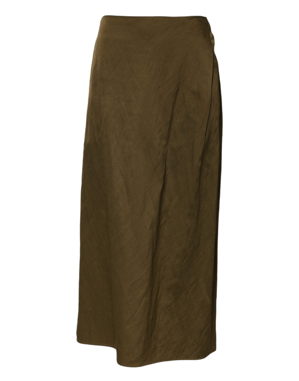 Jil Sander Olive Green Viscose A-line High Waist Midi Skirt