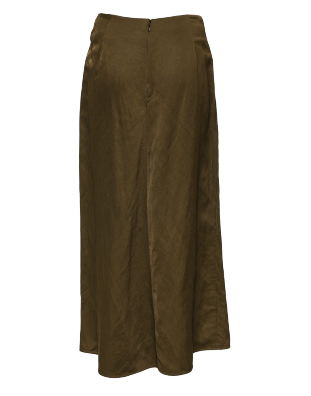 Jil Sander Olive Green Viscose A-line High Waist Midi Skirt