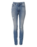 Dolce & Gabbana Blue Washed Skinny High Waist Denim Jeans