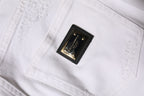 Dolce & Gabbana White Tattered Cotton High Waist Denim Jeans