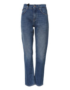 Dolce & Gabbana Blue Cotton High Waist Tapered Denim Jeans