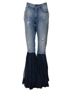 Dolce & Gabbana Blue Cotton High Waist Flared Denim Jeans
