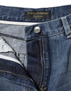 Dolce & Gabbana Blue Cotton High Waist Wide Leg Denim Jeans