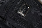 Dolce & Gabbana Black Cotton Tattered Skinny Denim Jeans