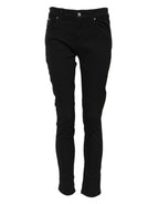 Dolce & Gabbana Black Cotton Skinny Mid Waist Denim Jeans