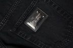 Dolce & Gabbana Black Cotton Tattered Mid Waist Denim Jeans