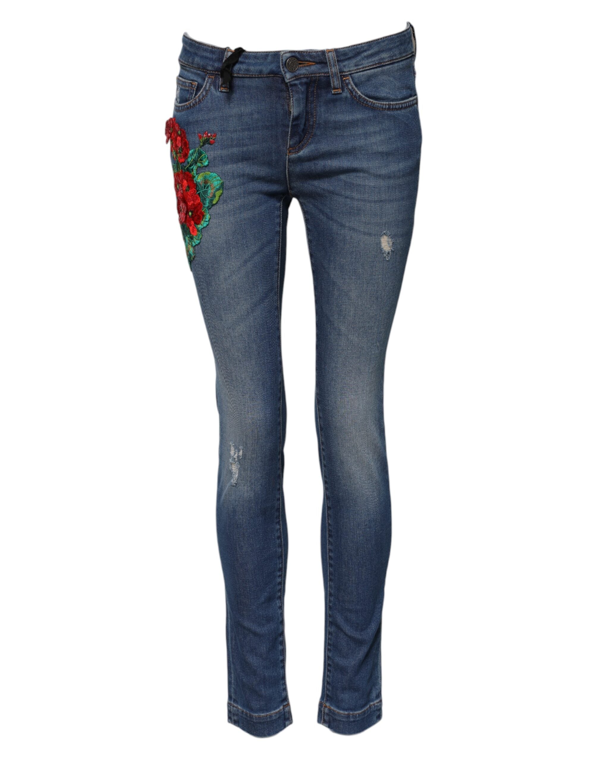 Dolce & Gabbana Blue Cotton Low Waist Skinny Denim Jeans