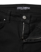 Dolce & Gabbana Black Cotton Skinny Mid Waist Denim Jeans