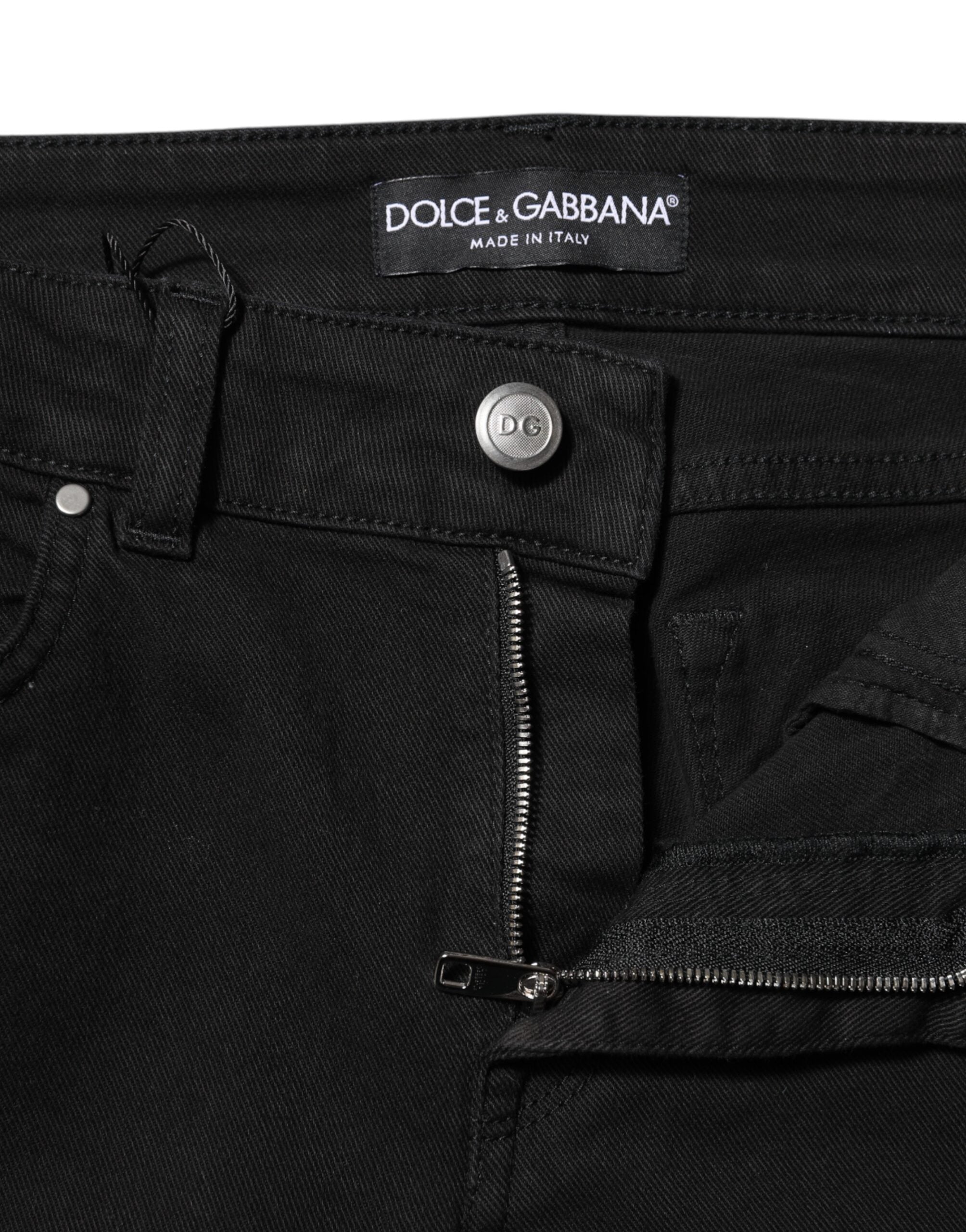 Dolce & Gabbana Black Cotton Skinny Mid Waist Denim Jeans