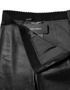 Dolce & Gabbana Black Leather Elastic Waist Pants