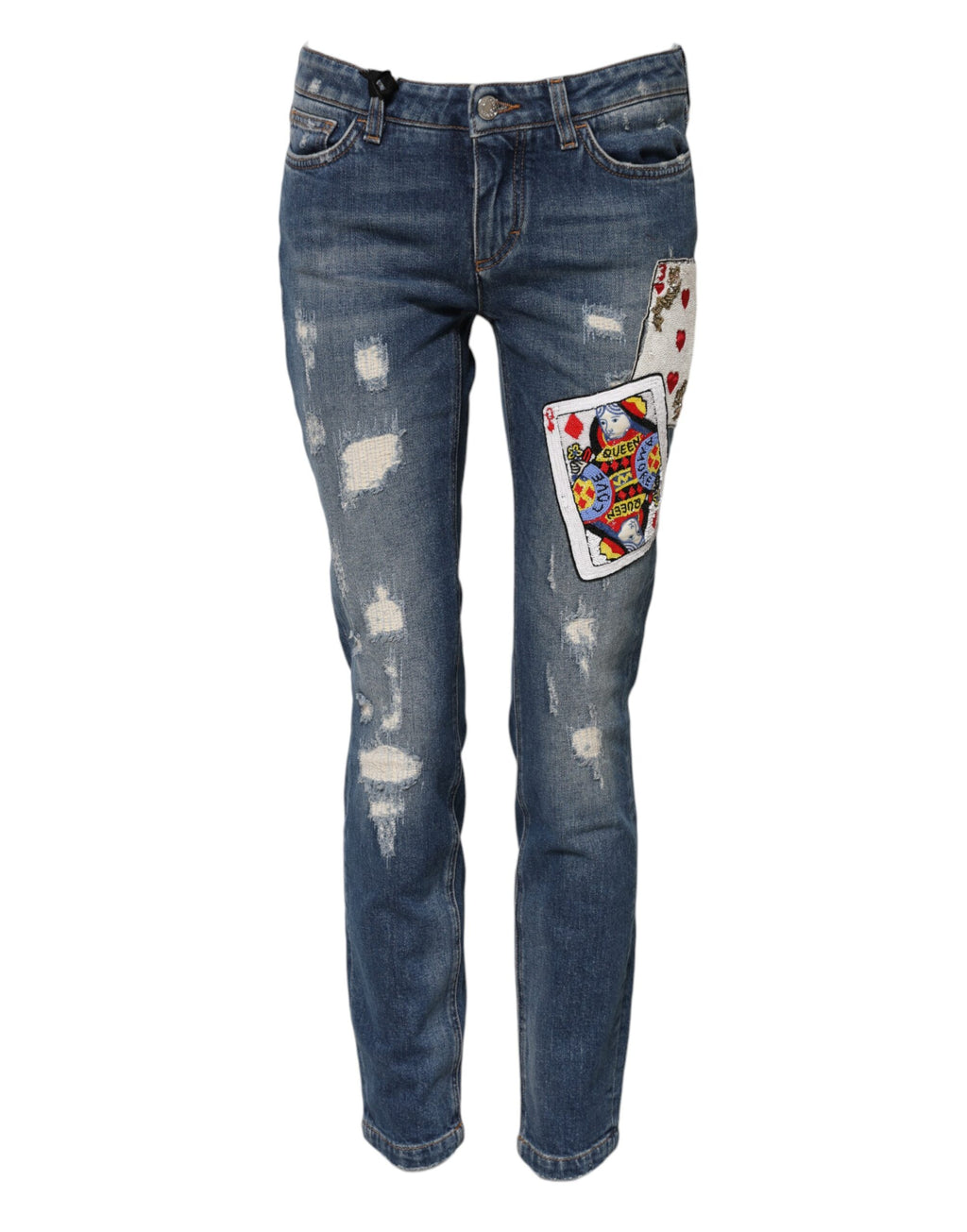 Dolce & Gabbana Blue Play Card Embroidery Skinny Denim Jeans