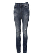 Dolce & Gabbana Blue Cotton HighWaist Skinny Denim Jeans