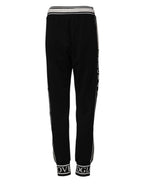 Dolce & Gabbana Black Cotton Jogger Logo Waist Pants