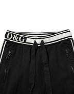 Dolce & Gabbana Black Cotton Jogger Logo Waist Pants