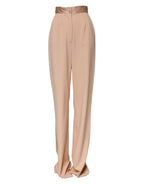Dolce & Gabbana Beige Polyester Mid Waist Tapered Pants