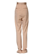 Dolce & Gabbana Beige Polyester Mid Waist Tapered Pants