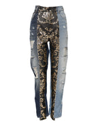 Dolce & Gabbana Multicolor Patchwork Tapered Denim Jeans